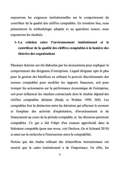 Impact de l'environnement institutionnel