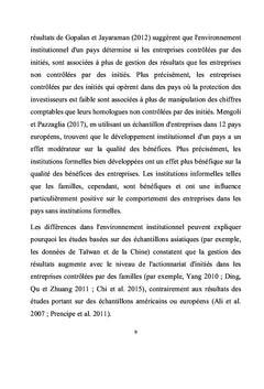 Impact de l'environnement institutionnel