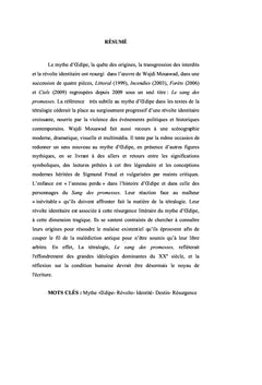 Résurgence du Mythe d'OEdipe dans Sang des promesses