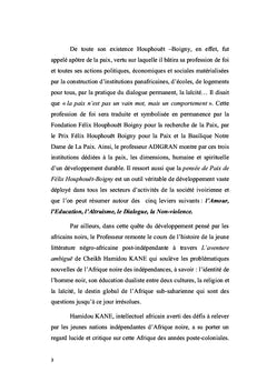 Développement de l'Afrique chez Houphouët-Boigny et Hamidou Kane