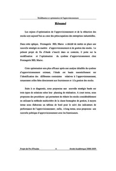 Modélisation et optimisation du système d'approvisionnement Bel Maroc