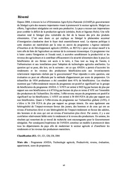 TRANSFORMATION STRUCTURELLE DE L'AGRICULTURE AU SENEGAL :