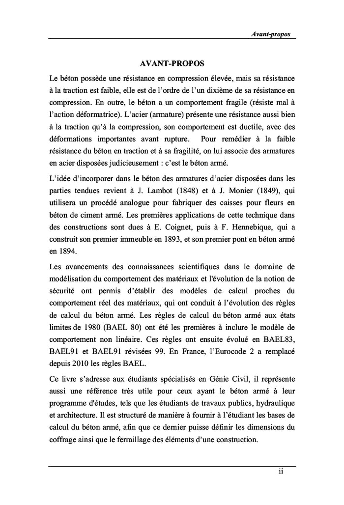 Calcul des éléments en béton armé: Cours et exercices corrigés