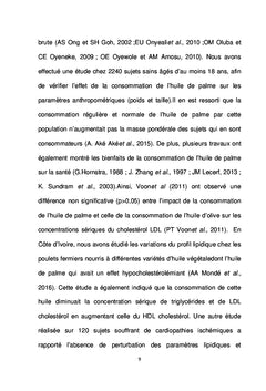 Consommation de l'huile de palme et profil lipidique en Côte d'Ivoire