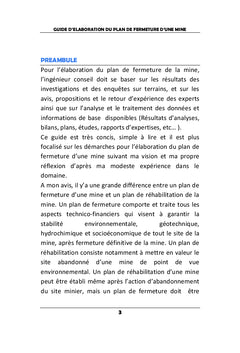 Guide d'élaboration d'un plan de fermeture d'une mine