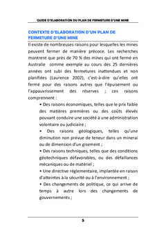 Guide d'élaboration d'un plan de fermeture d'une mine
