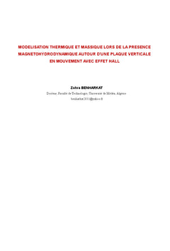 Modélisation thermique et massique lors de la présence MHD