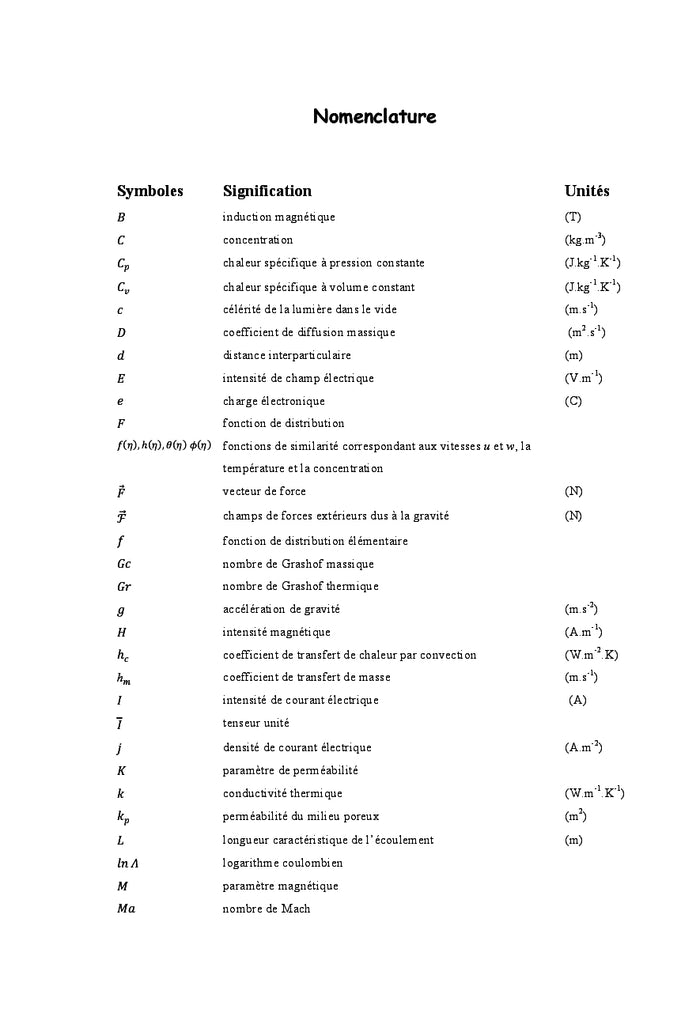 Modélisation thermique et massique lors de la présence MHD