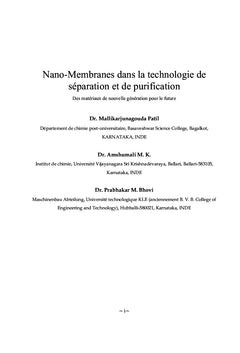 Nano-Membranes dans la technologie de séparation et de purification
