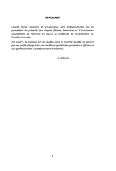 Pratique d'audit fiscal, bancaire, des assurances et audit qualité