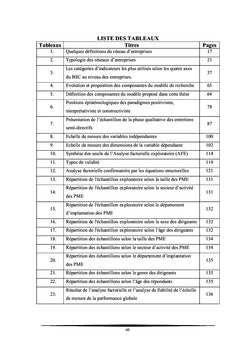 Pratiques de réseau d'entreprises et performance globale des PME