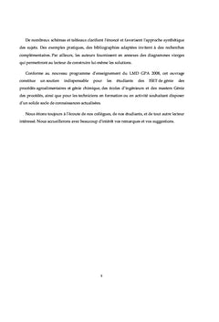 Travaux de synthèse corrigés en génie des procédés agroalimentaires