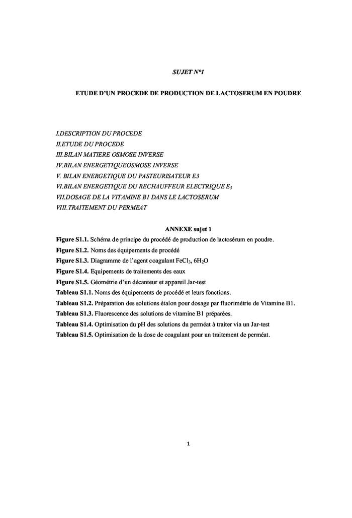 Travaux de synthèse corrigés en génie des procédés agroalimentaires