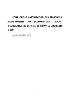 Developpement socio-economique de la ville de Kikwit a l'horizon 2050