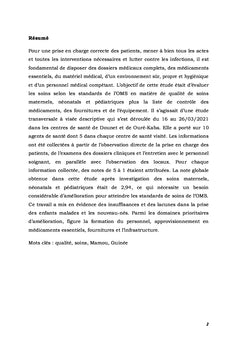 Exemple de mesure de la qualité des soins maternels et pédiatriques