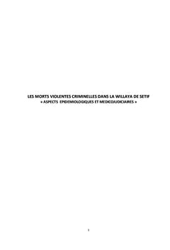 LES MORTS VIOLENTES CRIMINELLES DANS LA WILLAYA DE SETIF (Algérie)