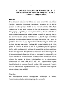 La gestion intégrée et durable de l'eau