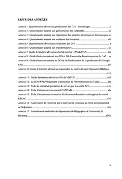 Analyse de la filière des D3E à N'djamena