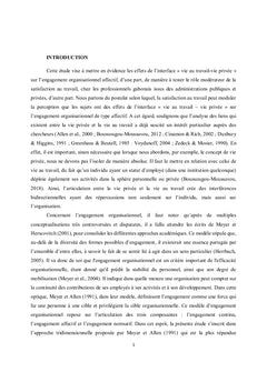 Les effets de l'interface « vie au travail-vie privée » sur l'engagement organisationnel affectif