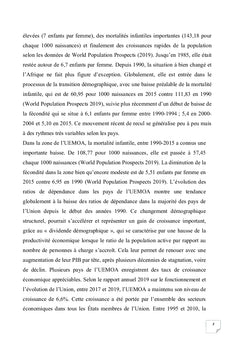 Dividende démographique et croissance économique des pays de l'UEMOA: