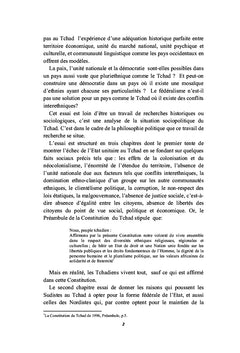 Géopolitique et Forme de l'Etat au Tchad