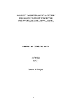 Grammaire communicative SYNTAXE Partie I