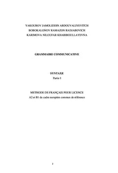 Grammaire communicative SYNTAXE Partie I