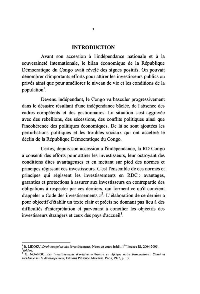 La protection des investissements en RDC