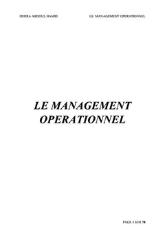 Le Management Opérationnel