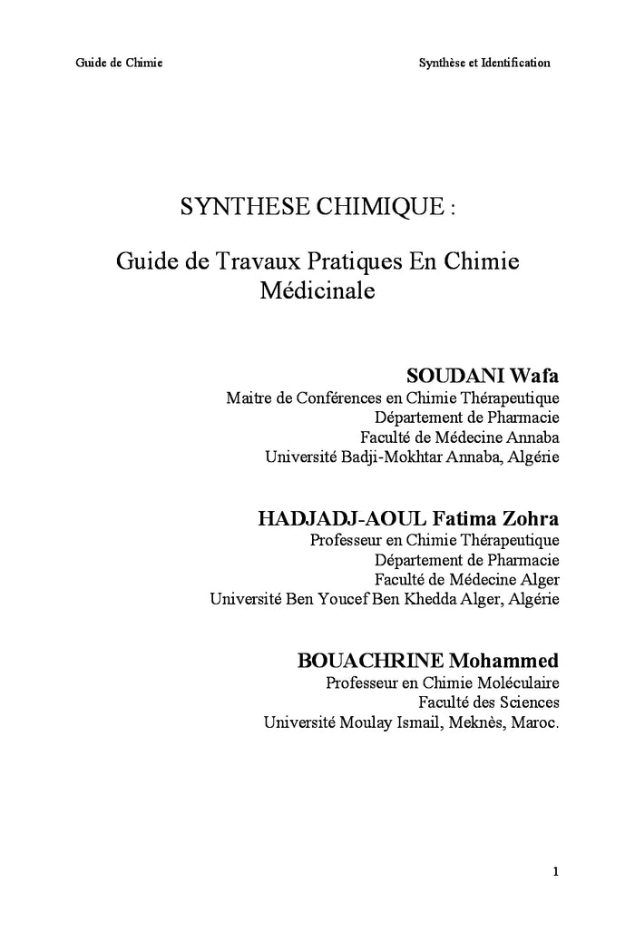 Synthèse et Identification Structurale