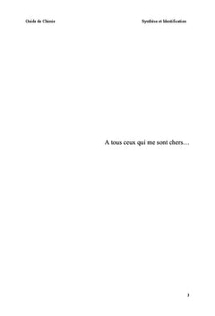 Synthèse et Identification Structurale