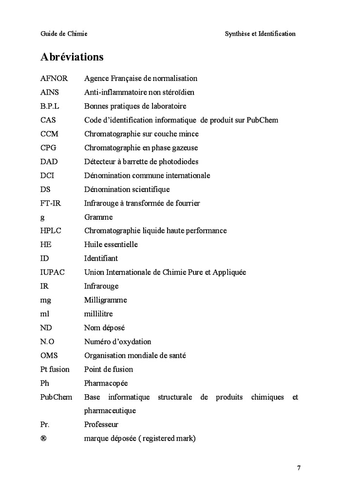 Synthèse et Identification Structurale