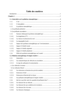 Détermination du niveau de la pollution d'origine routière