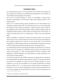 Emission et Gestion de trackers Matières Premières dans la zone UEMOA