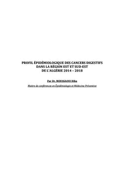 ÉPIDÉMIOLOGIE DES CANCERS DIGESTIFS EN ALGÉRIE