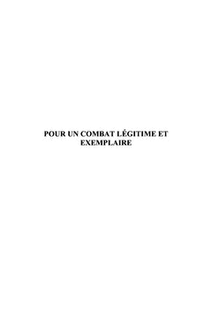 Pour un combat légitime et exemplaire