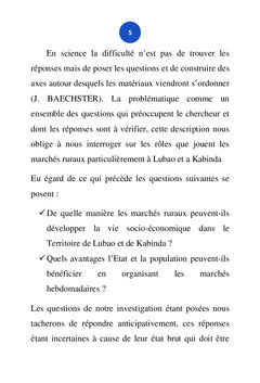 LES MARCHES RURAUX COMME FACTEUR DE DEVELOPPEMENT SOCIO-ECONOMIQUE