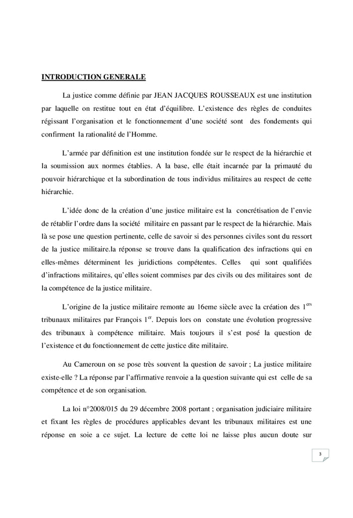 La justice militaire au Cameroun