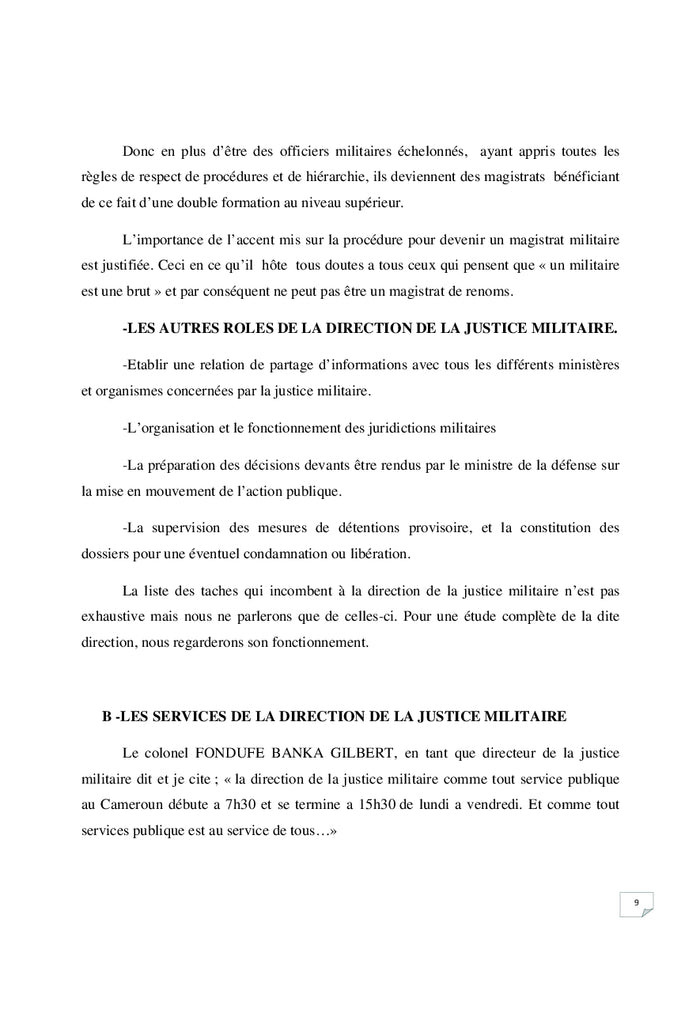 La justice militaire au Cameroun