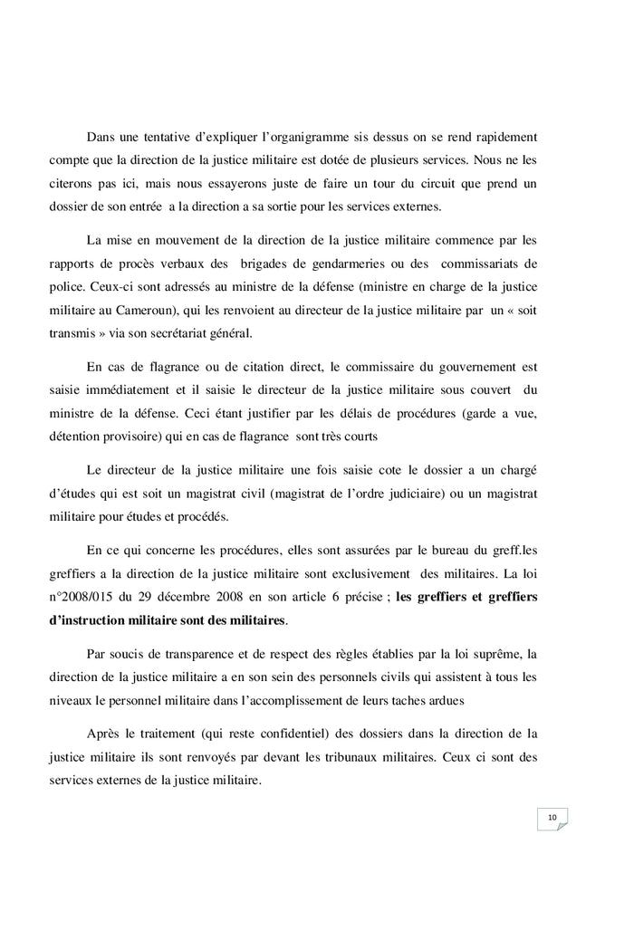 La justice militaire au Cameroun