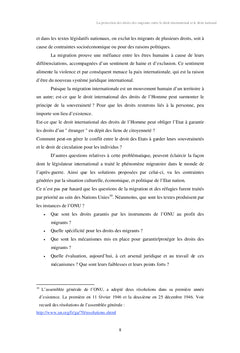 La protection des droits des migrants