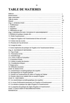 Evaluation de l'état actuel du niveau de respect des règles d'hygiène