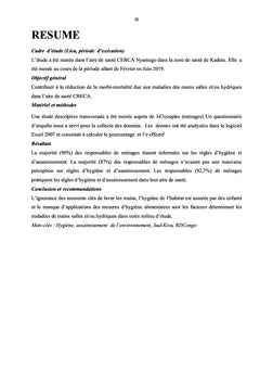Evaluation de l'état actuel du niveau de respect des règles d'hygiène