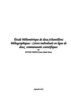 Etudes bibliométriques de deux échantillons bibliographiques