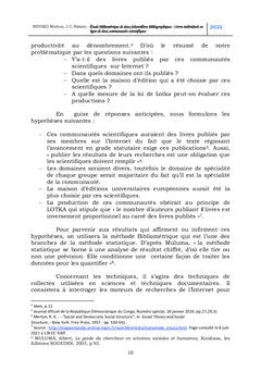 Etudes bibliométriques de deux échantillons bibliographiques