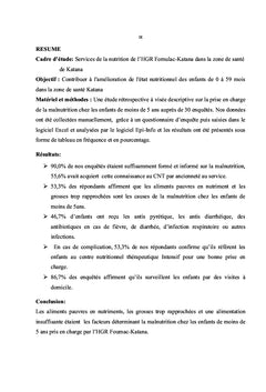 Prise en charge de la malnutrition aiguë sévère chez les enfants
