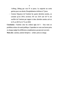 Anémie chez les enfants de 0 - 5 ans à l'HGR de FOMULAC Katana