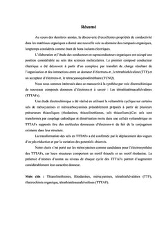 Synthèse des Tétrathiatétraazafulvalènes par voie électrochimique