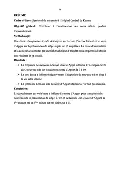 Voie d'accouchement et score d'Apgar chez le nouveau-né