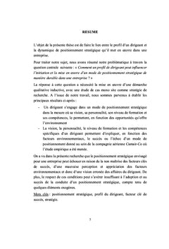 Profil du dirigeant et dynamique de positionnement stratégique